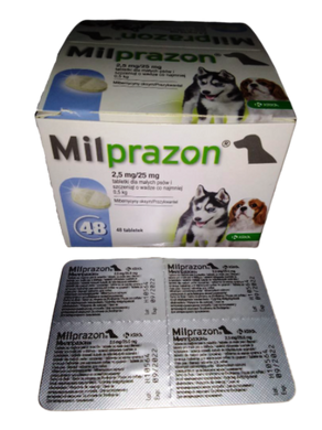 Мілпразон д/собак та цуценят масою тіла від 0,5 кг таб 2,5 мг/25 мг № 48