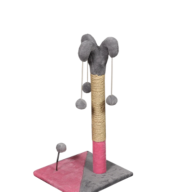 Дряпка КОТиК Арлекін (платф.-37 х37 см, висота - 72 см) сіро-рожева